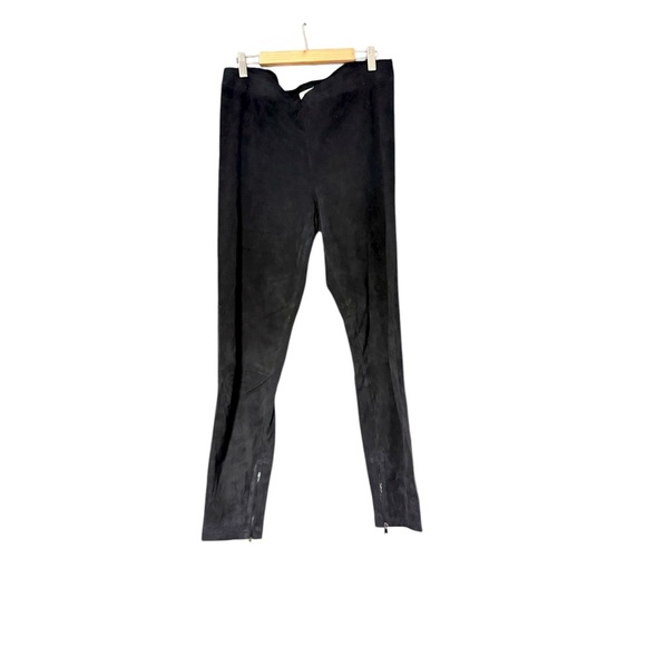 Vince Navy Blue Lamb Leather Pull-On Pants | Ankle Zip | Size XL - Picture 1 of 5